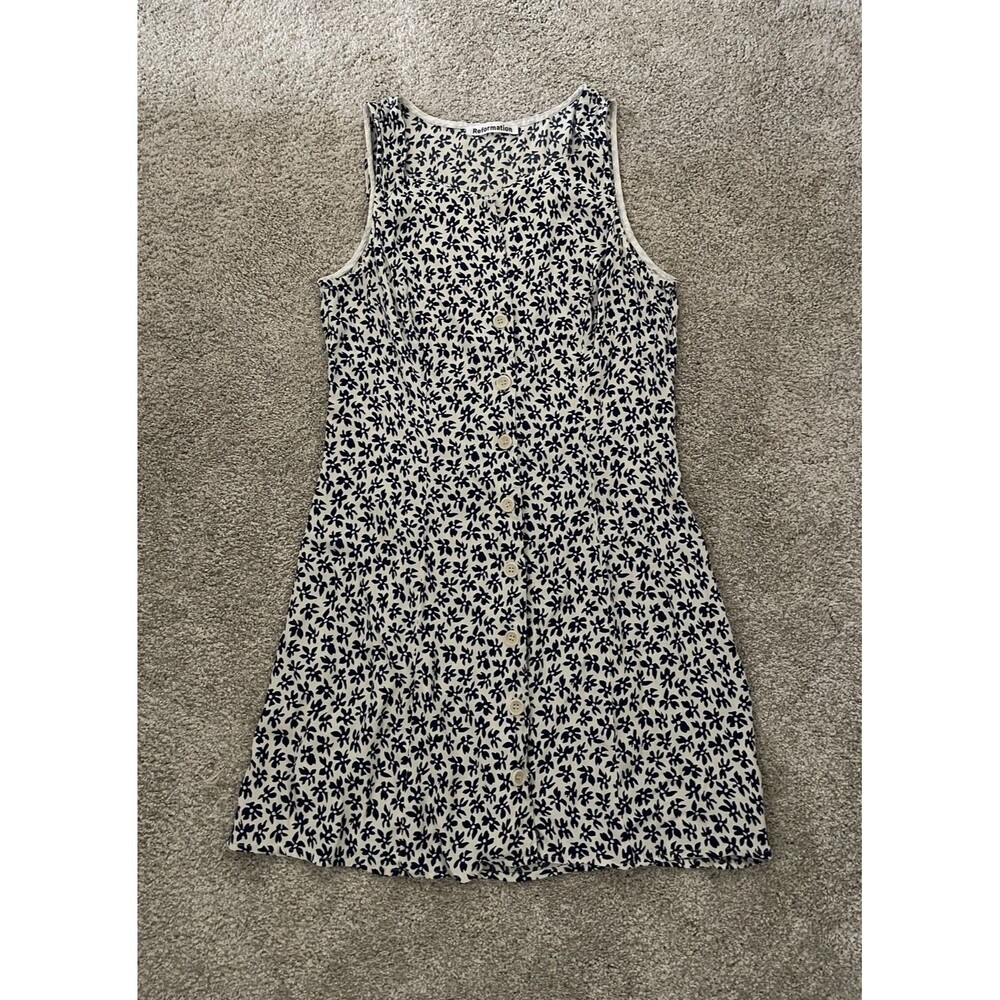 Reformation Rilynn Dress Milanesa Floral Summer Mini Womens Size 6 Blue White
